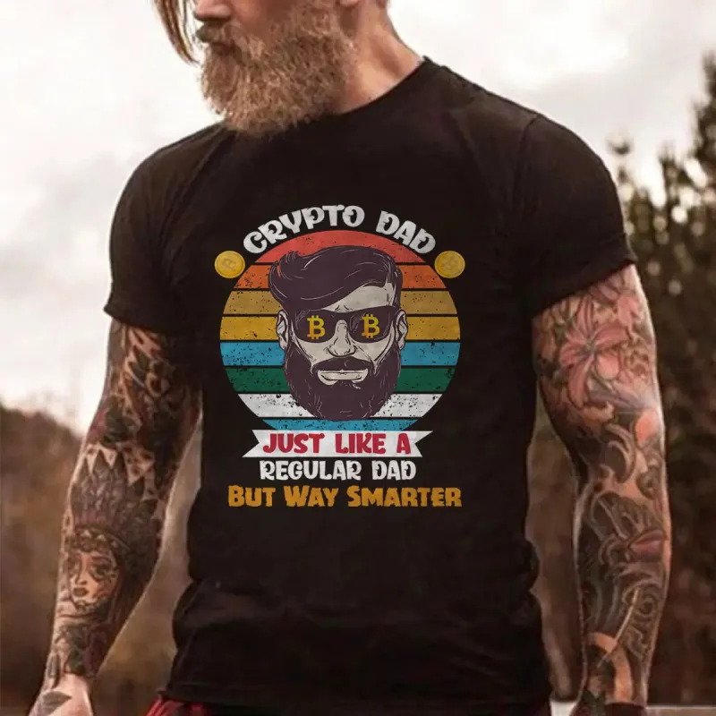 Crypto Dad Just Like A Regular Dad But Way Smarter Printed Men's T-shirt sold by Polyalien