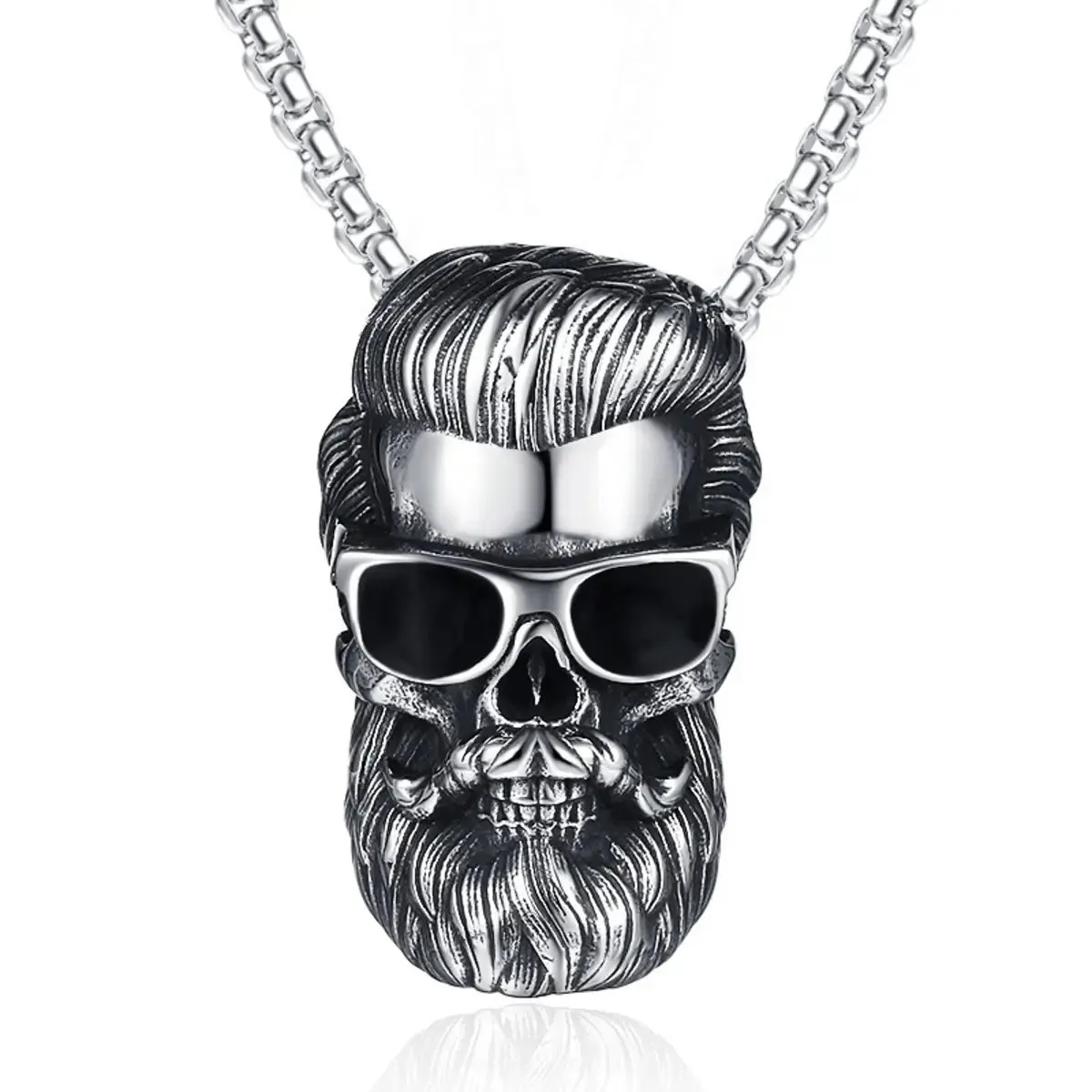 Beard Skull Pendant Necklace sold by Polyalien