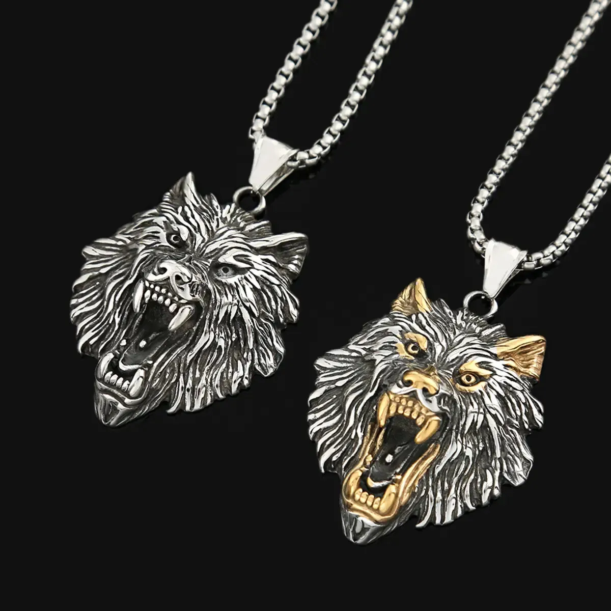 Domineering Personalized Viking Wolf Head Pendant Necklace sold by Polyalien product image thumbnail 3