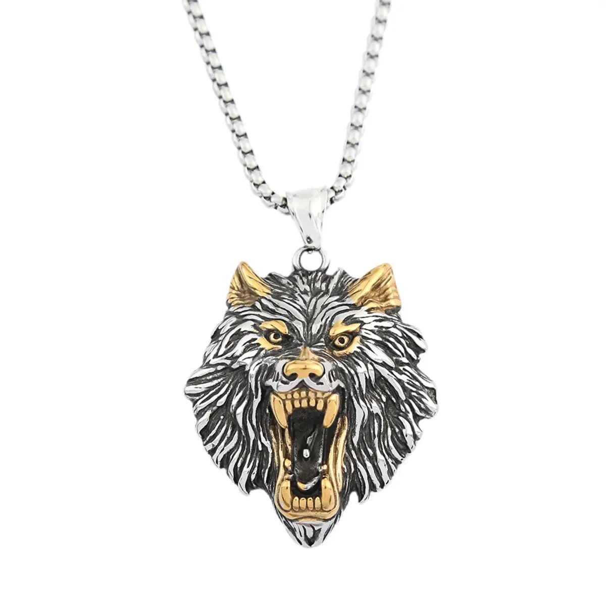 Domineering Personalized Viking Wolf Head Pendant Necklace sold by Polyalien product image thumbnail 4