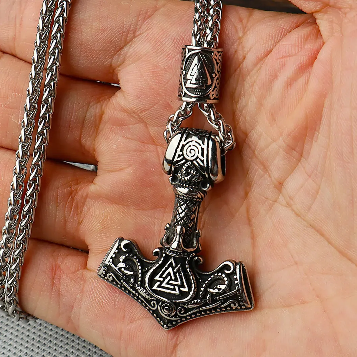 Viking Vintage Thor Hammer Pendant Necklace sold by Polyalien product image thumbnail 4