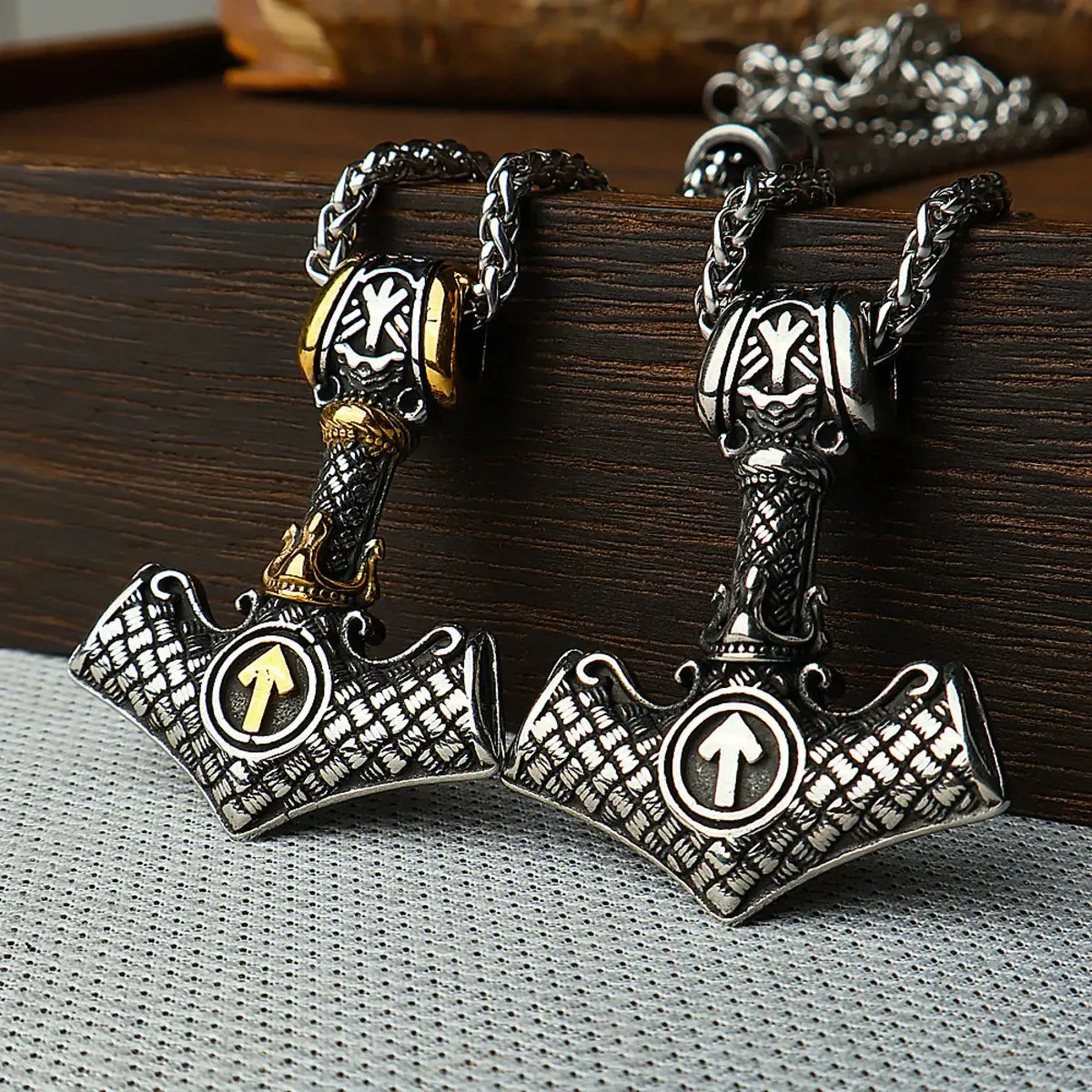 Viking Vintage Thor Hammer Pendant Necklace sold by Polyalien product image thumbnail 2