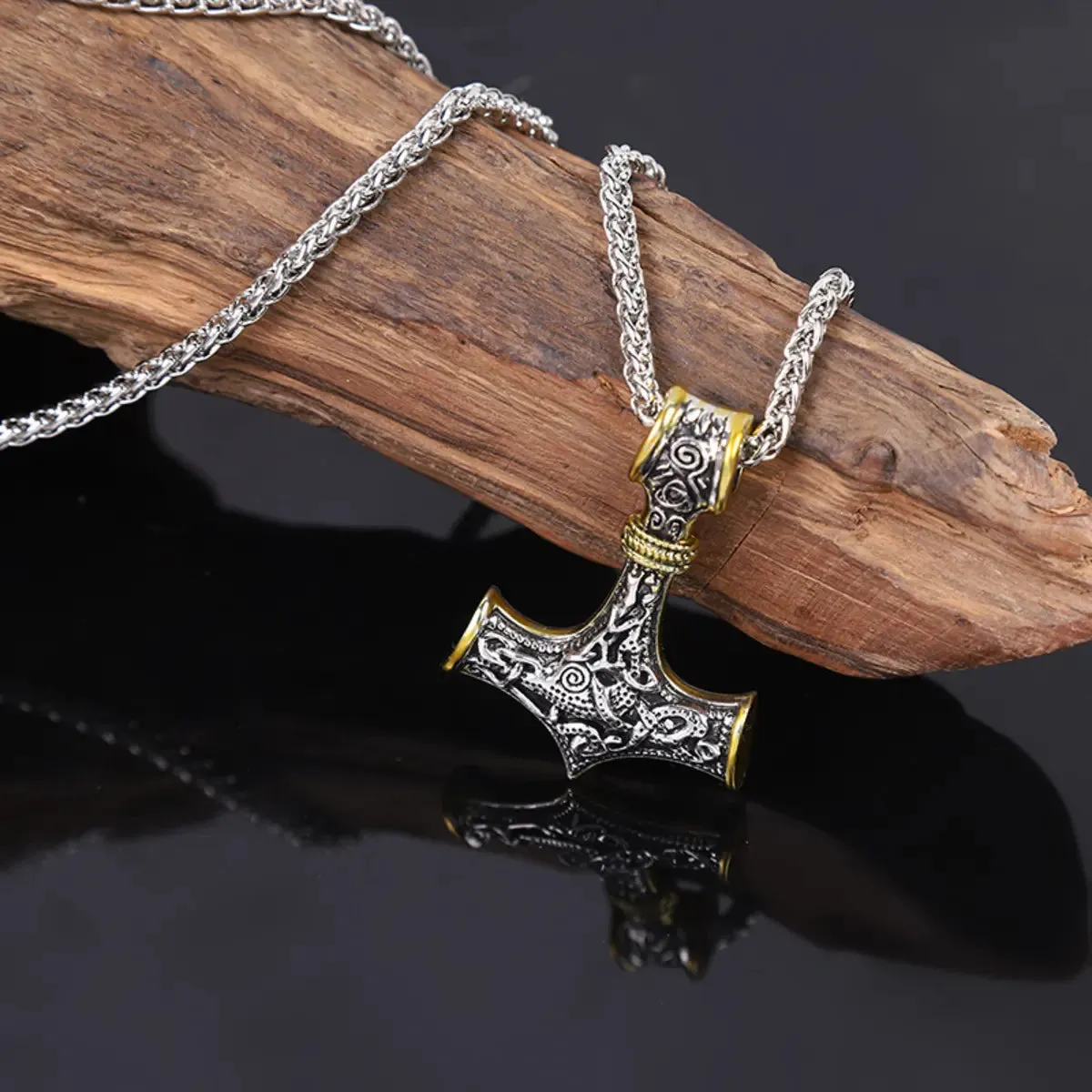 Viking Vintage Pirate Rune Hammer Pendant Necklace sold by Polyalien product image thumbnail 2