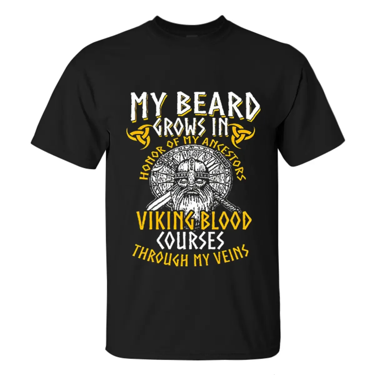 Viking My Beard Grows In Honor Of My Ancestors Viking Blood Courses Through My Veins Printed Men's T-shirt sold by Polyalien product image thumbnail 2