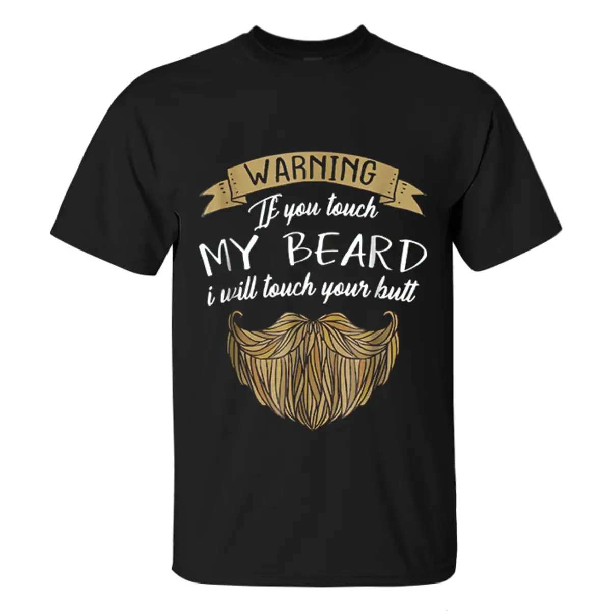 Viking Warning If You Touch My Beard I Will Touch Your Butt Printed Men's T-shirt sold by Polyalien product image thumbnail 2
