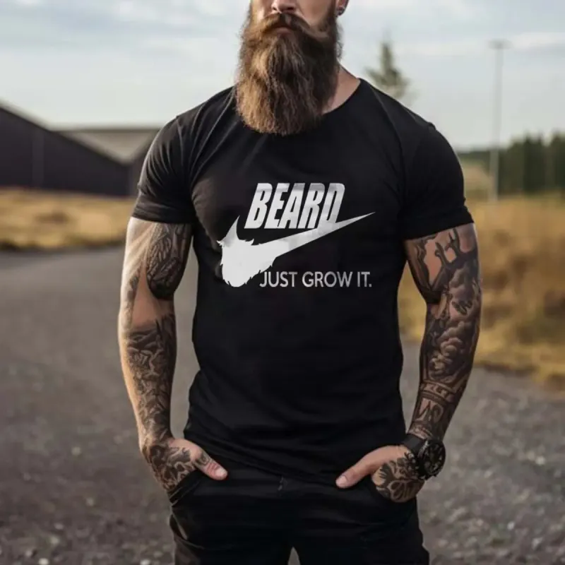 Viking Beard Just Grow It. Printed Men's T-shirt sold by Polyalien
