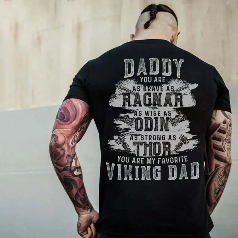 Viking Daddy Ragnar Odin Thor Viking Dad Printed Men's T-shirt sold by Polyalien