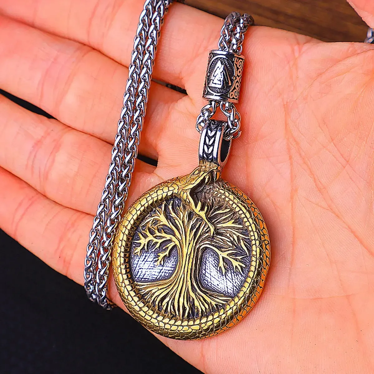 Viking Coiled Snake Tree Of Life Pendant Necklace sold by Polyalien product image thumbnail 3