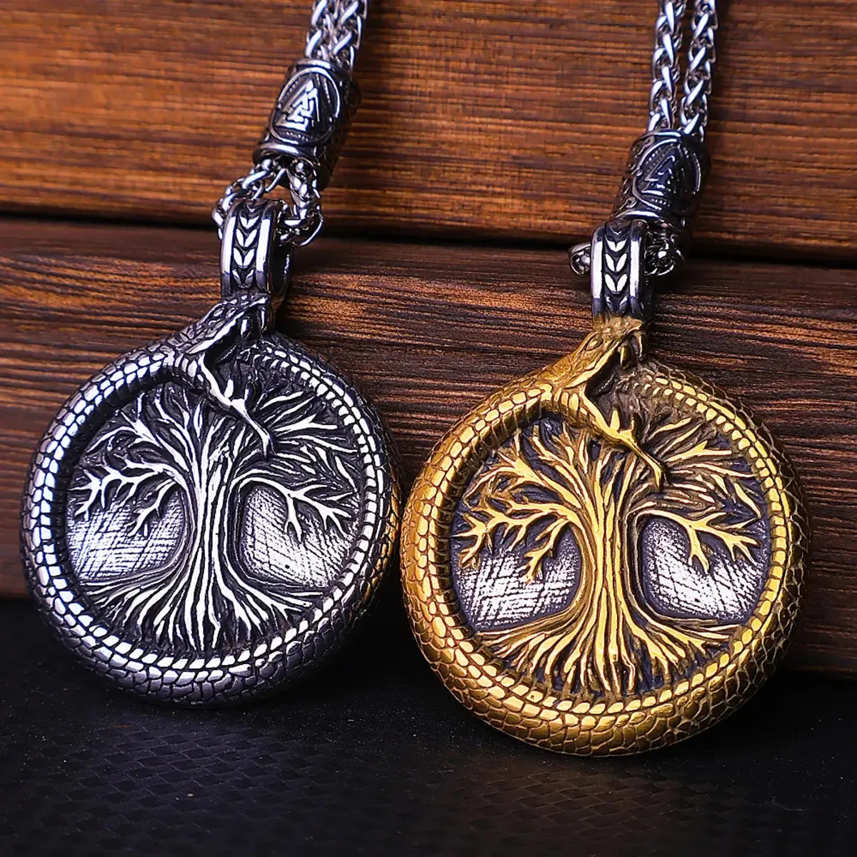 Viking Coiled Snake Tree Of Life Pendant Necklace sold by Polyalien
