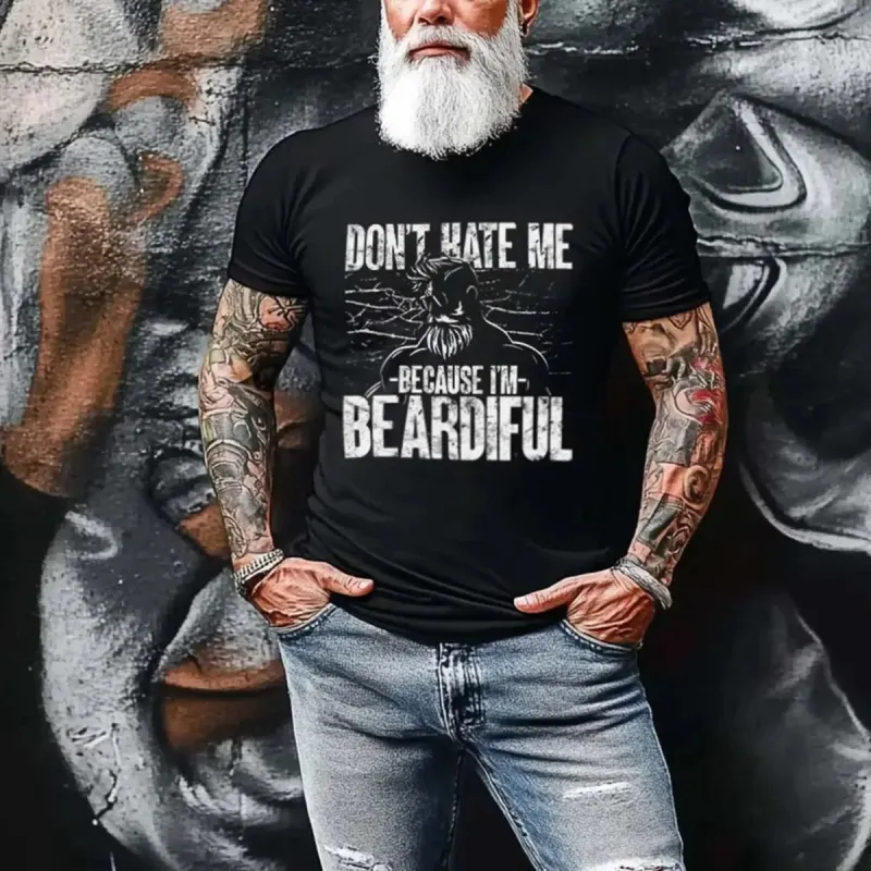 Viking Don't Hate Me Because I'm Beardiful Printed Men's T-shirt sold by Polyalien