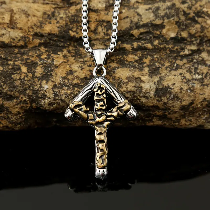 Viking Minimalist Rune Trident Pendant Necklace sold by Polyalien