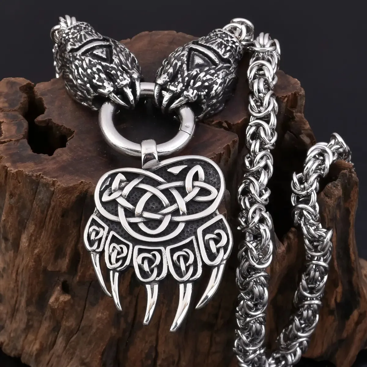 Viking Bully Wolf Paw Bear Claw Pendant Necklace sold by Polyalien