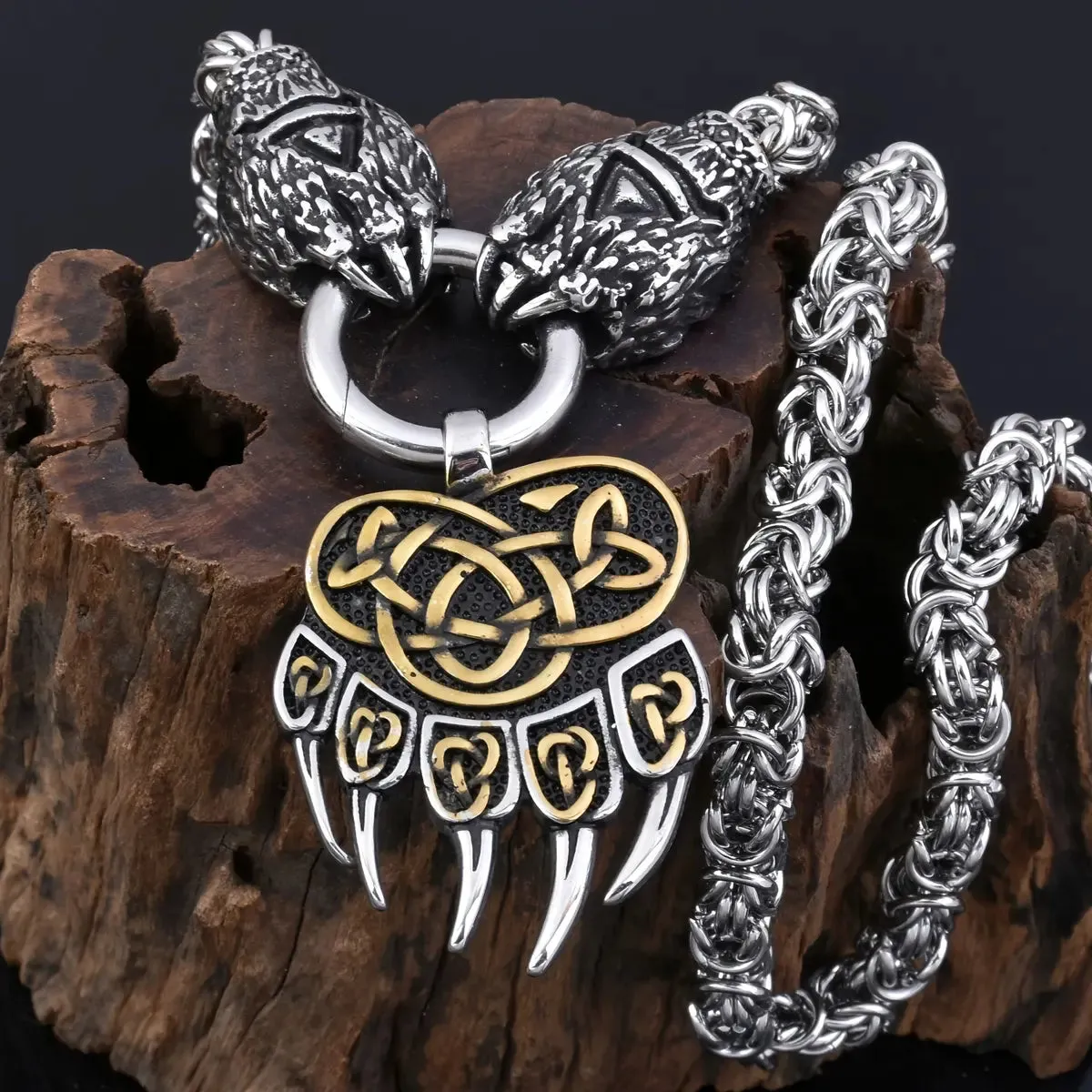 Viking Bully Wolf Paw Bear Claw Pendant Necklace sold by Polyalien product image thumbnail 2