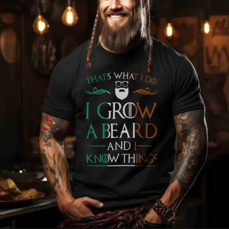 Viking That's What I Do I Grow A Beard Printed Men's T-shirt sold by Polyalien
