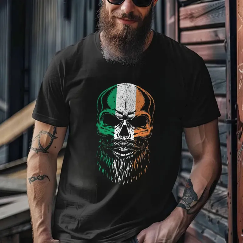 Viking Irish Skull Printed Men's T-shirt sold by Polyalien