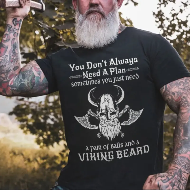 Viking You Don't Always Need A Plan Printed Men's T-shirt sold by Polyalien