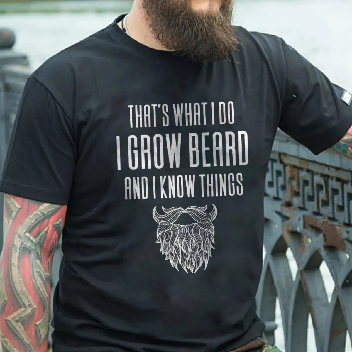 Viking That's What I Do I Grow Beard And I Know Things Printed Men's T-shirt sold by Polyalien
