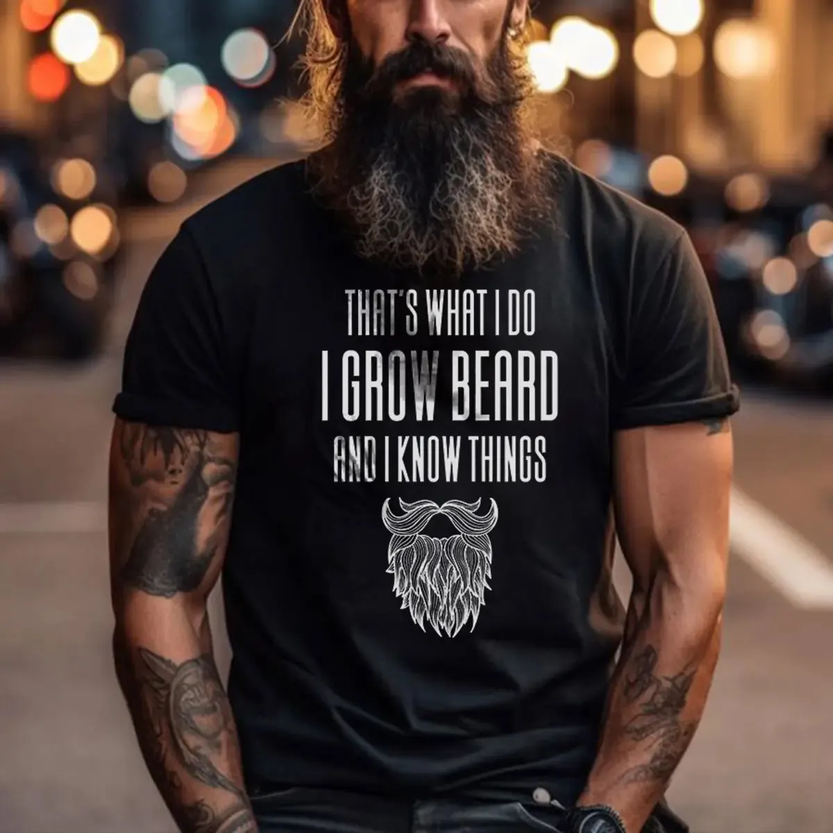 Viking That's What I Do I Grow Beard And I Know Things Printed Men's T-shirt sold by Polyalien product image thumbnail 2