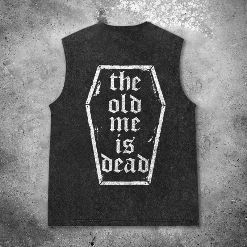 The Old Me Is Dead Printed Men's Washed Vest sold by Polyalien