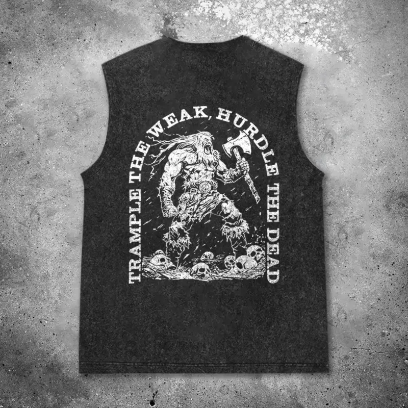 Trample The Weak, Hurdle The Death Printed Men's Washed Vest sold by Polyalien