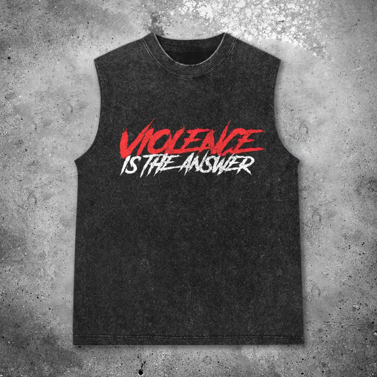 Violence Is The Answer Printed Men's Washed Vest sold by Polyalien
