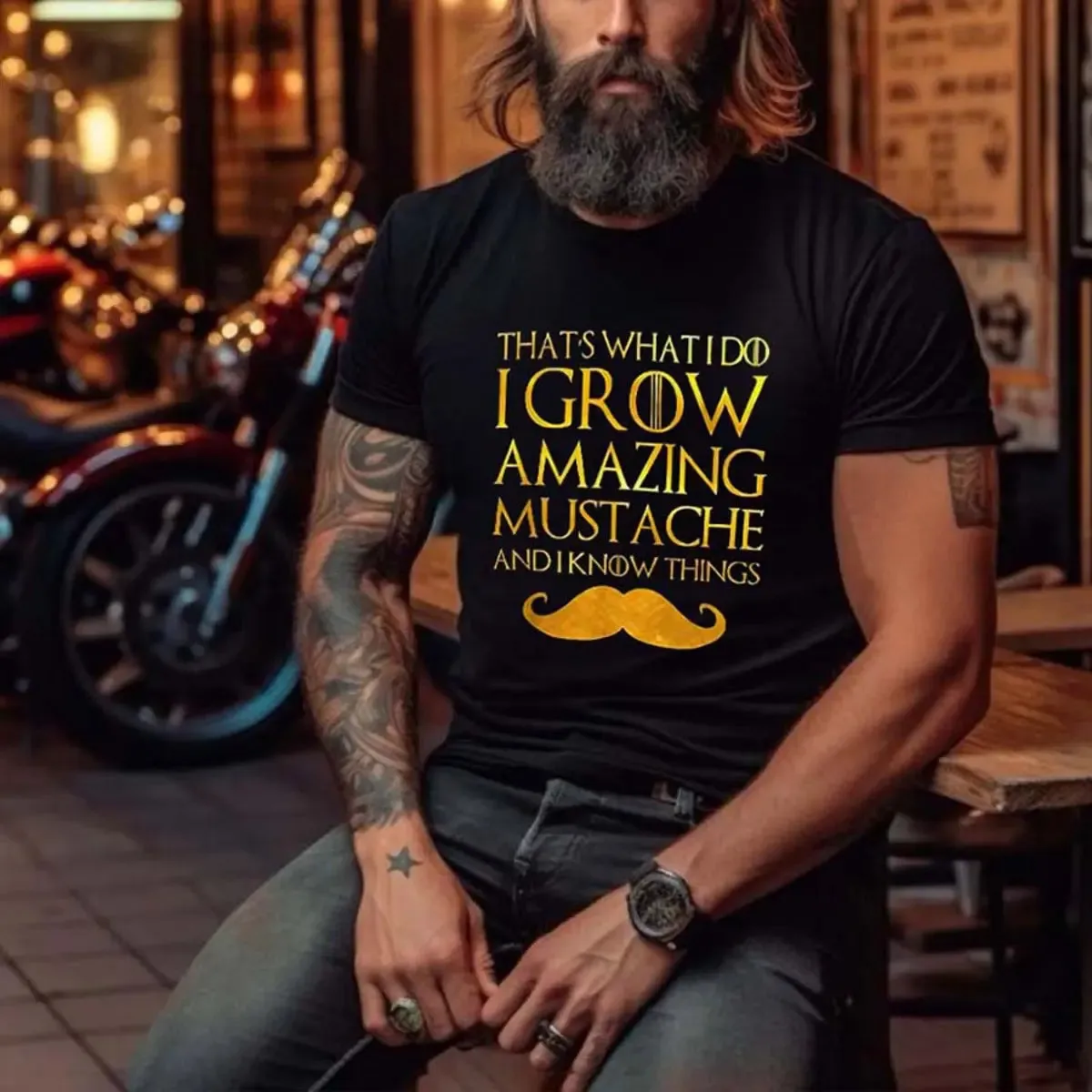 Viking That's What I Do I Grow Amazing Mustache Printed Men's T-shirt sold by Polyalien product image thumbnail 2