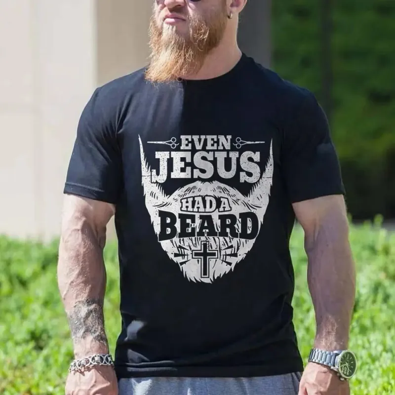 Viking Even Jesus Had A Beard Printed Men's T-shirt sold by Polyalien