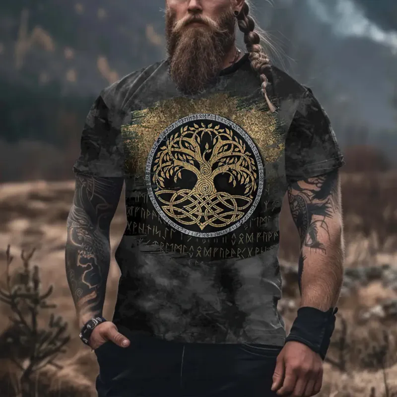 Viking Symbol Tree Printed Men's T-shirt sold by Polyalien