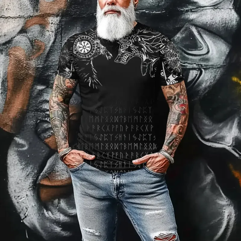 Viking Symbol Printed Men's T-shirt made by Polyalien