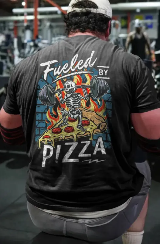 Fueled By Pizza Printed Men's T-shirt made by Polyalien