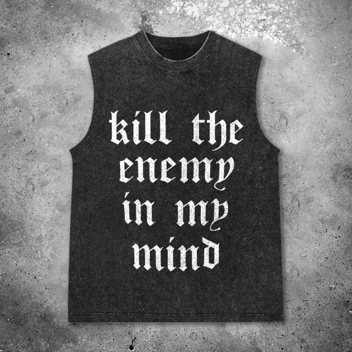 Kill The Enemy In My Mind Printed Men's Washed Vest sold by Polyalien product image thumbnail 2