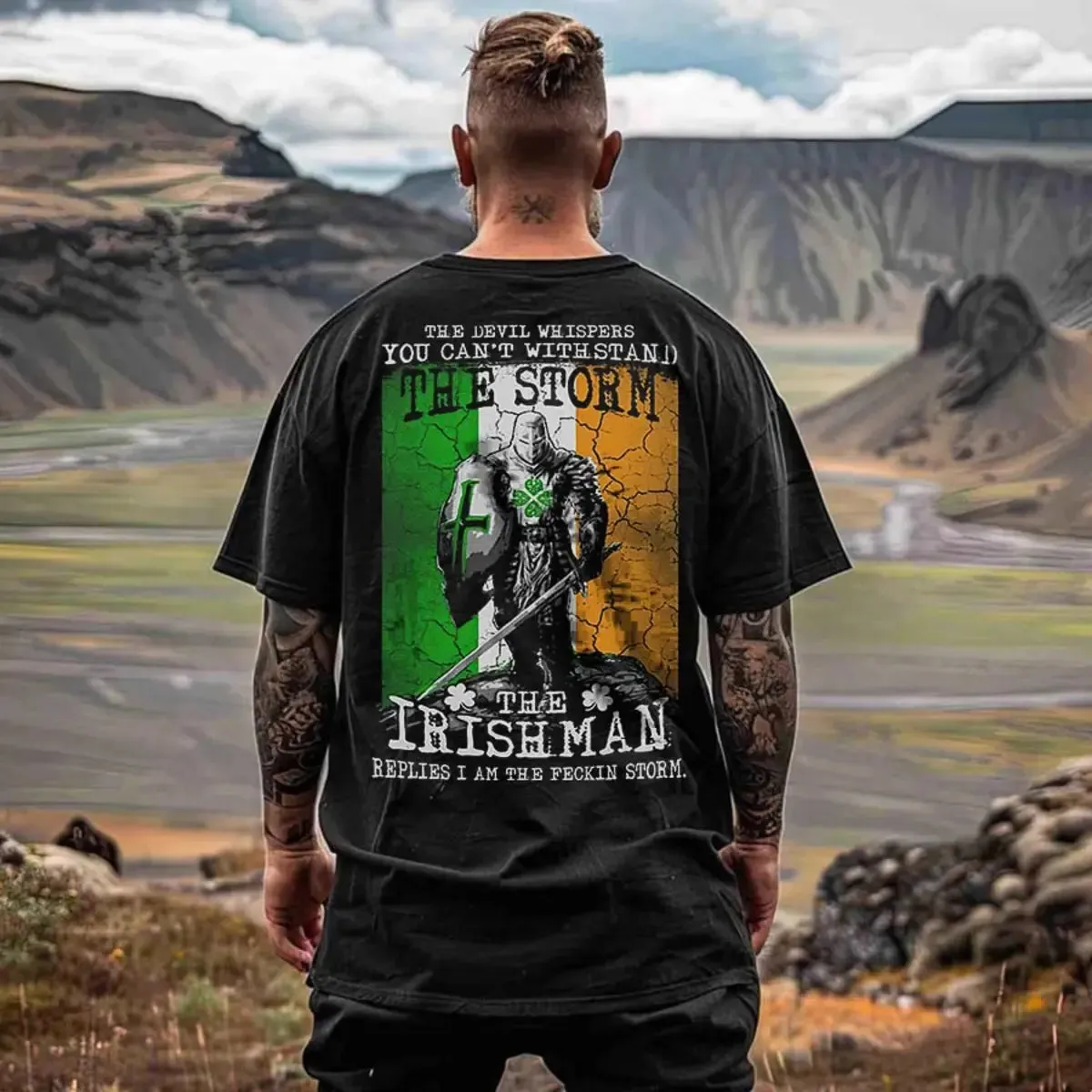 Viking The Devil Whispers You Can't Withstand The Irishman Printed Men's T-shirt sold by Polyalien