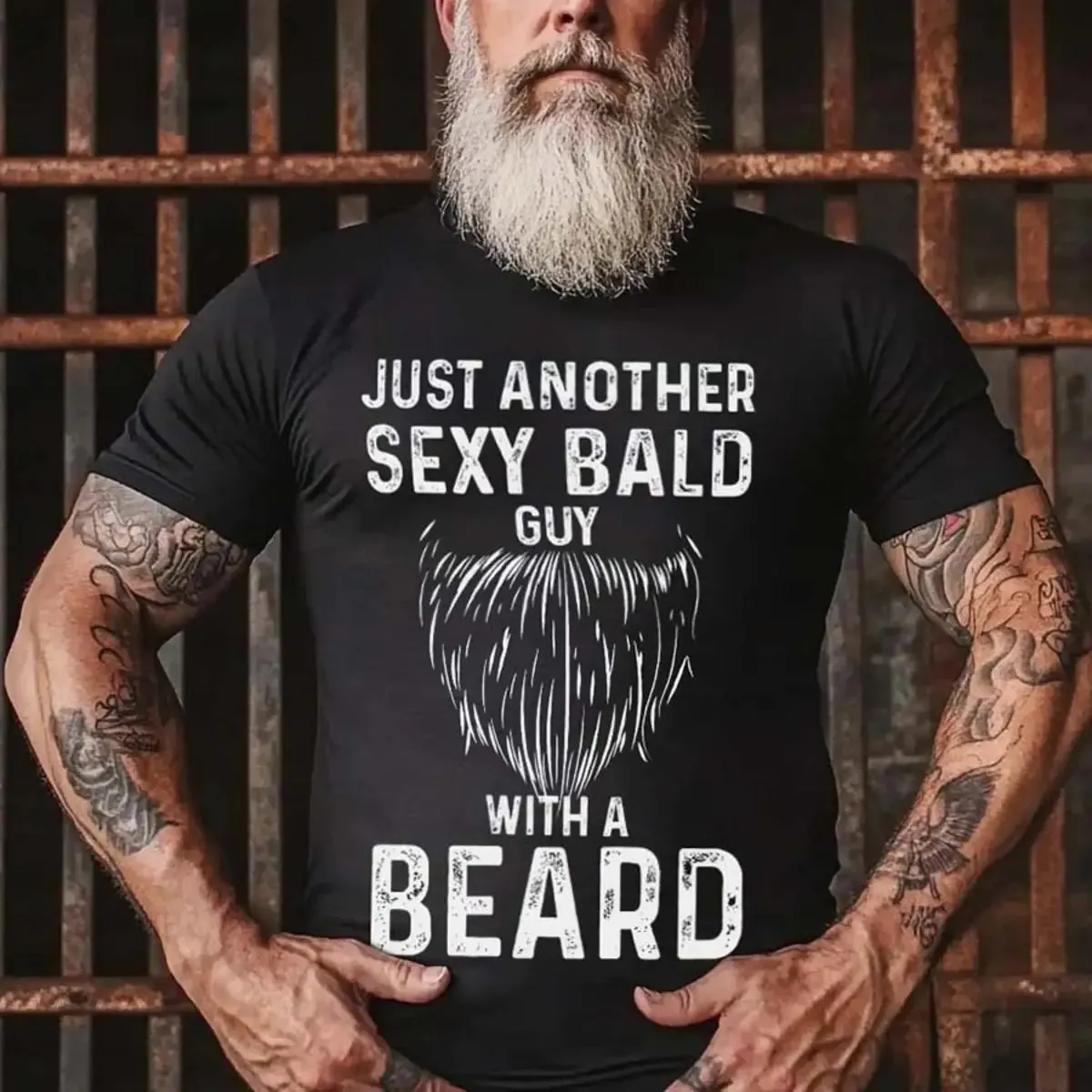 Viking Just Another Sexy Bald Guy With A Beard Printed Men's T-shirt sold by Polyalien