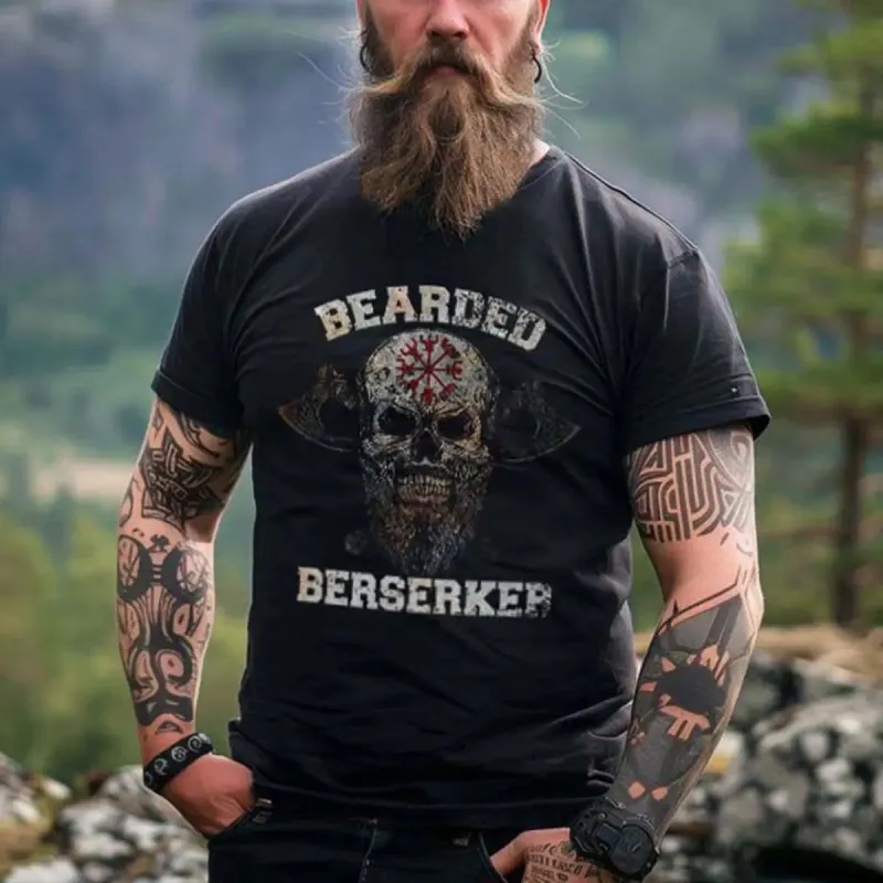 Viking Bearded Berserker Printed Men's T-shirt made by Polyalien