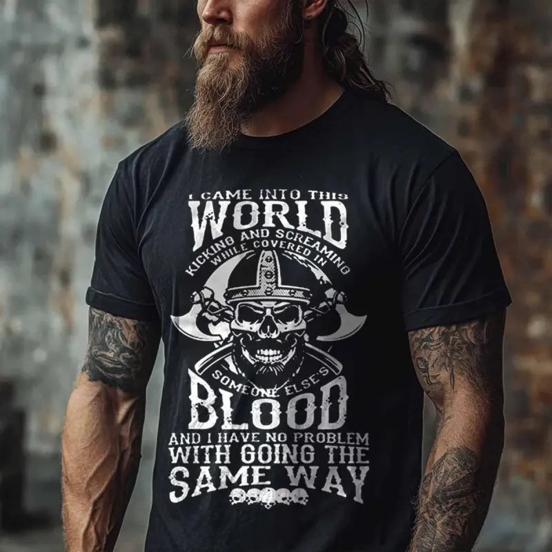 Viking I Came Into This World Kicking And Screaming Printed Men's T-shirt sold by Polyalien