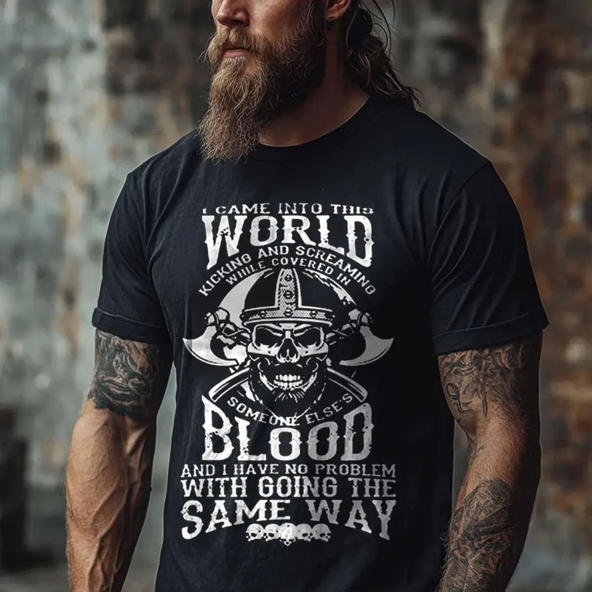 Viking I Came Into This World Kicking And Screaming Printed Men's T-shirt sold by Polyalien