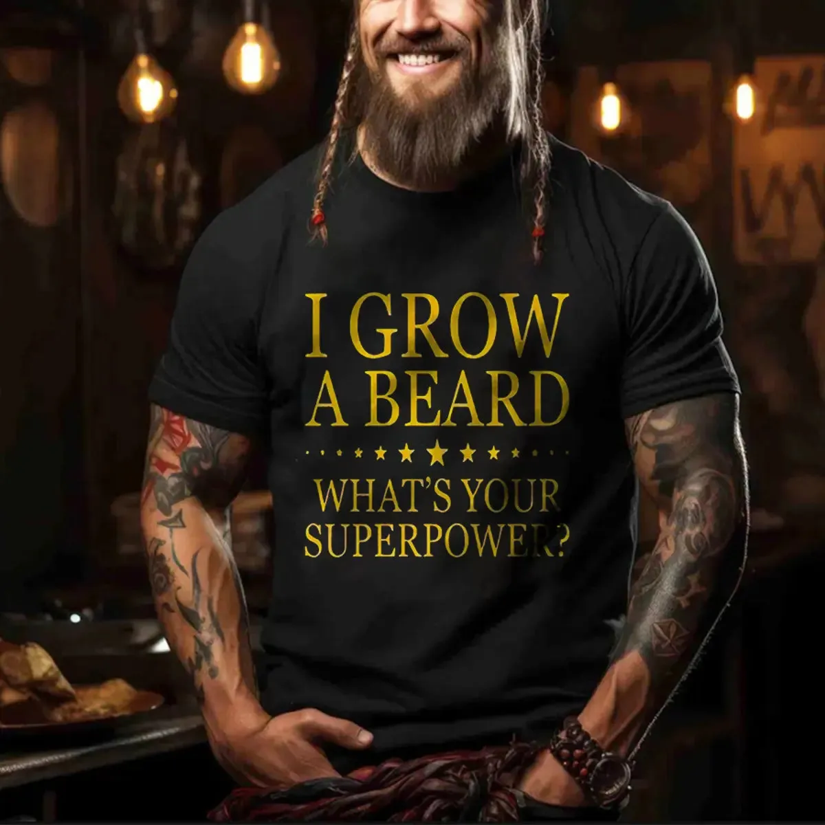 Viking I Grow A Beard Printed Men's T-shirt sold by Polyalien