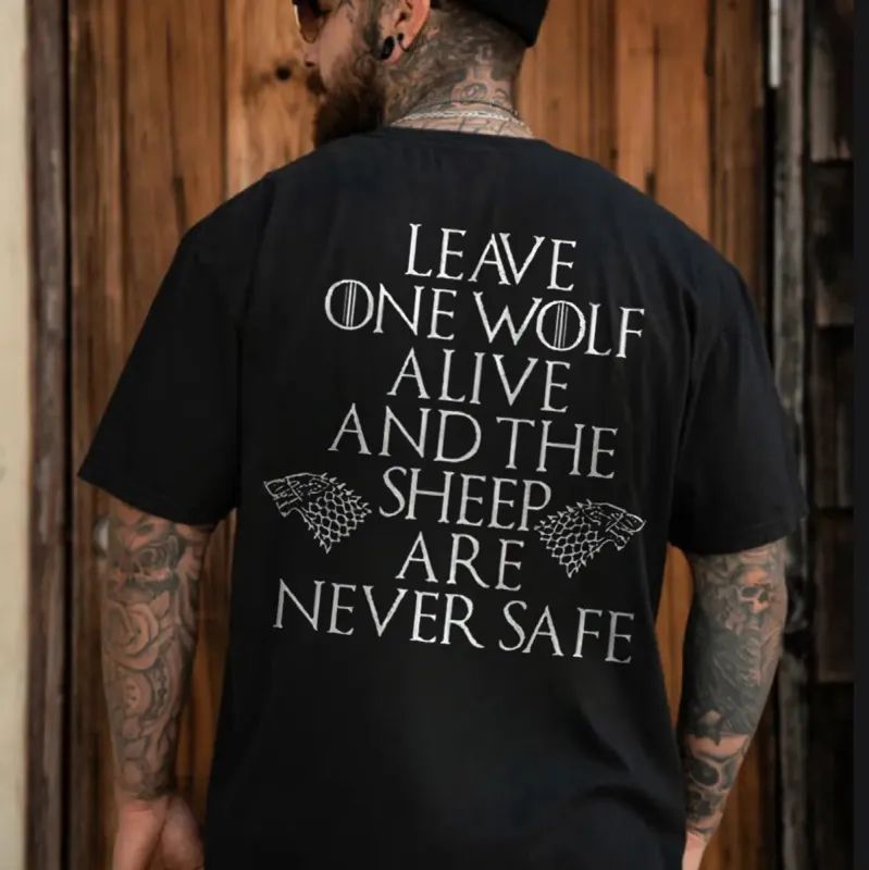 Viking Leave One Wolf Alive And The Sheep Are Never Safe Printed Men's T-shirt made by Polyalien