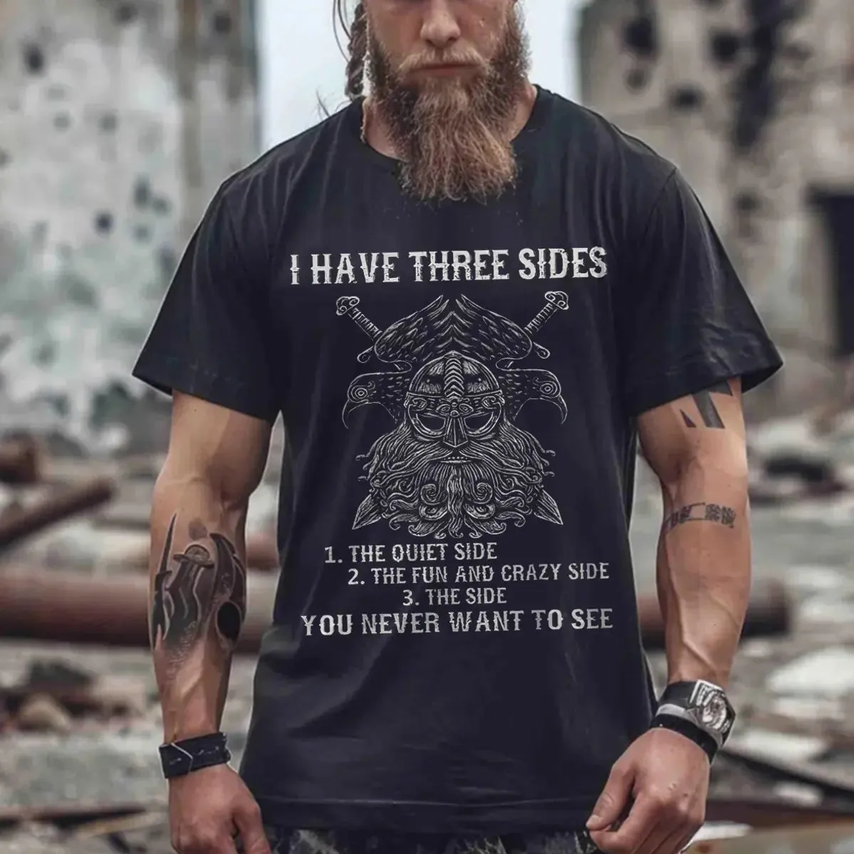 Viking I Have Three Sides Printed Men's T-shirt sold by Polyalien