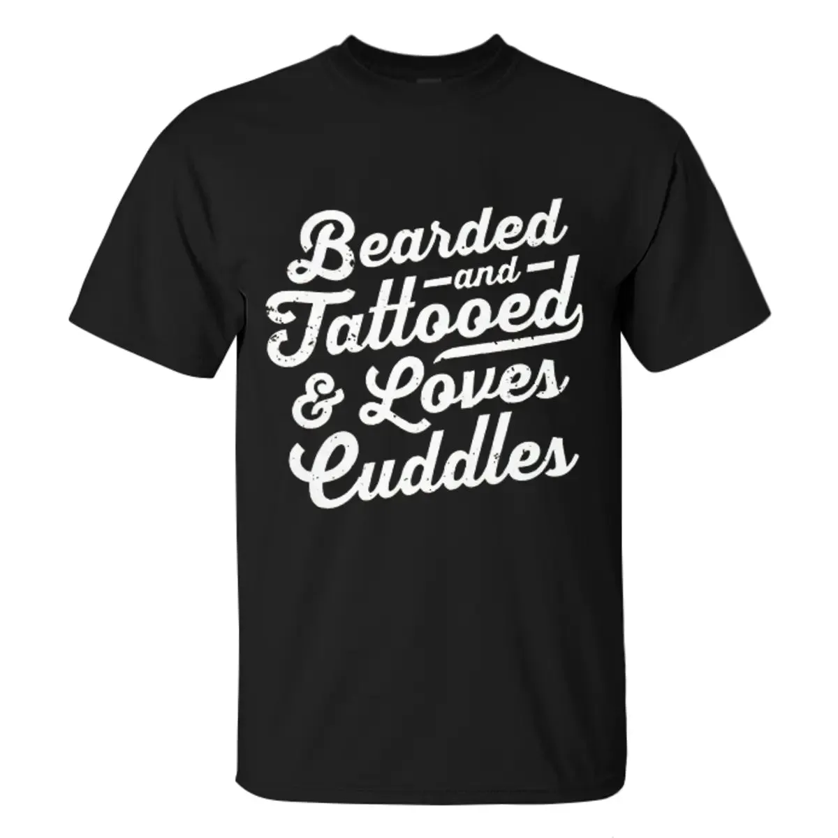 Viking Bearded And Tattooed & Loves Cuddles Printed Men's T-shirt sold by Polyalien product image thumbnail 2