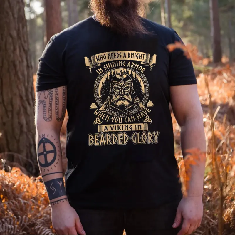 Viking Who Needs A Knight In Shining Armor Printed Men's T-shirt sold by Polyalien