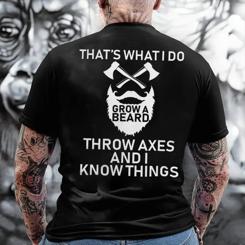 Viking That's What I Do Grow A Beard Printed Men's T-shirt sold by Polyalien