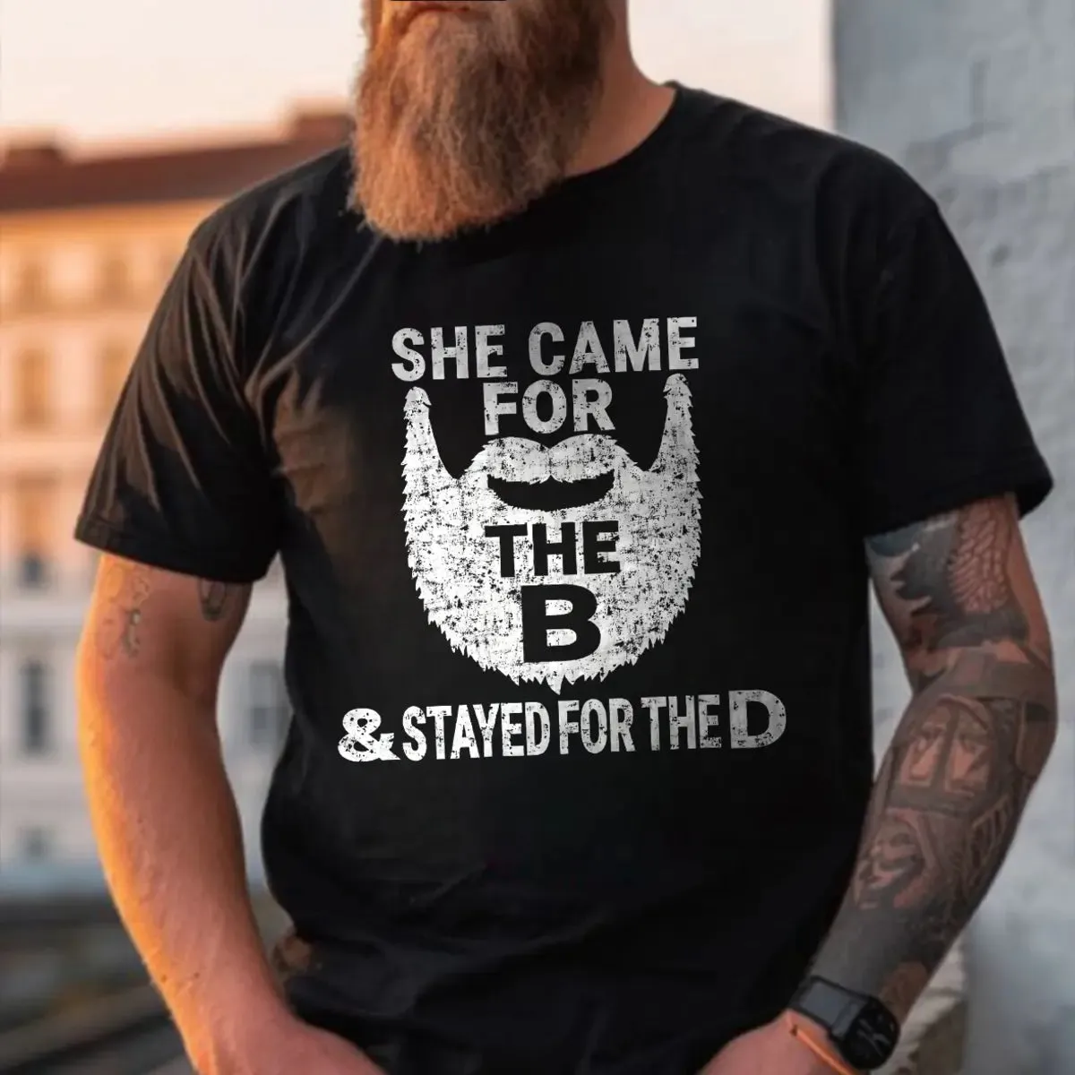 Viking She Came For The B & Stayed For The D Printed Men's T-shirt sold by Polyalien