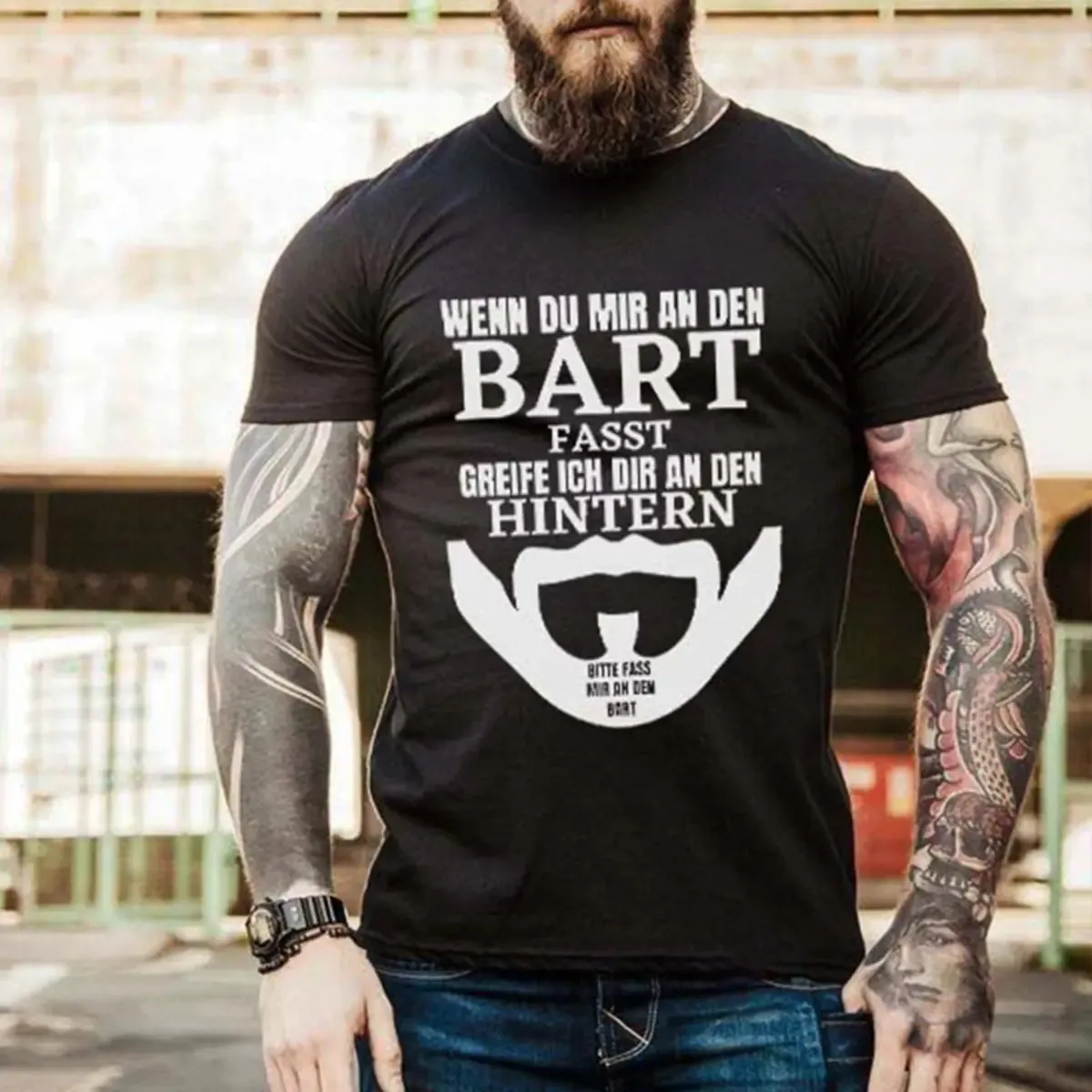 Viking Wenn Du Mir An Den Bart Fasst Printed Men's T-shirt sold by Polyalien