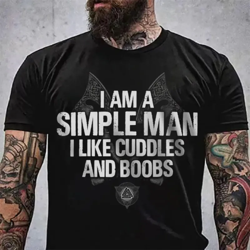 Viking I Am A Simple Man Printed Men's T-shirt sold by Polyalien