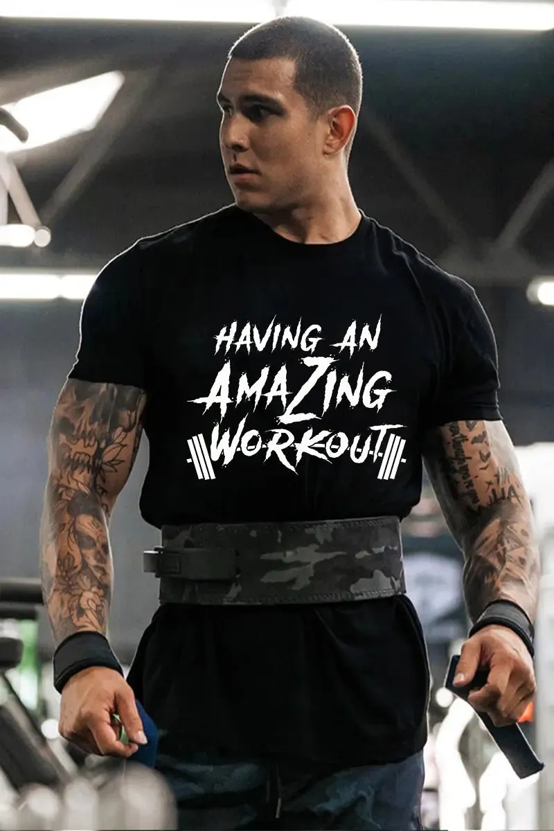 Having An Amazing Workout Printed Men's T-shirt sold by Polyalien product image thumbnail 2