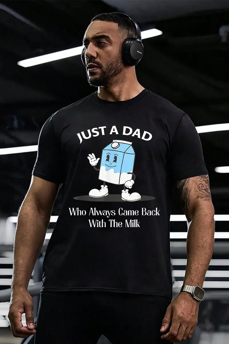 Just A Dad Who Always Came Back With The Milk Printed Men's T-shirt sold by Polyalien product image thumbnail 2