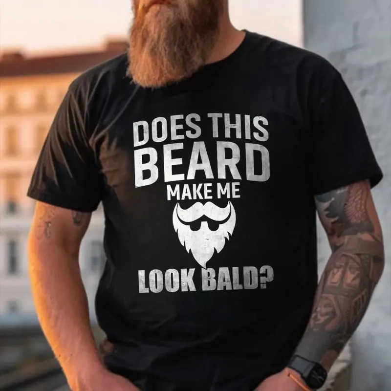 Viking Does This Beard Make Me Look Bald Printed Men's T-shirt sold by Polyalien