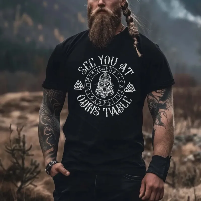 Viking See You At Odings Table Printed Men's T-shirt sold by Polyalien