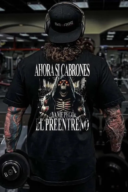 Ahora Si Cabrones Ya Me Pego El Preentreno Printed Men's T-shirt sold by Polyalien